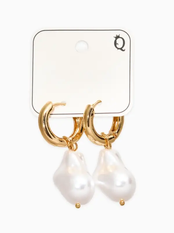 Серьги жемчуг "Барочный" галтовка, цвет белый в золоте