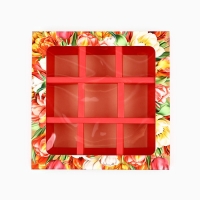 Коробка под 9 конфет с ячейками &laquo;8 марта&raquo; 14.5 х 14.5 х 3.5 см