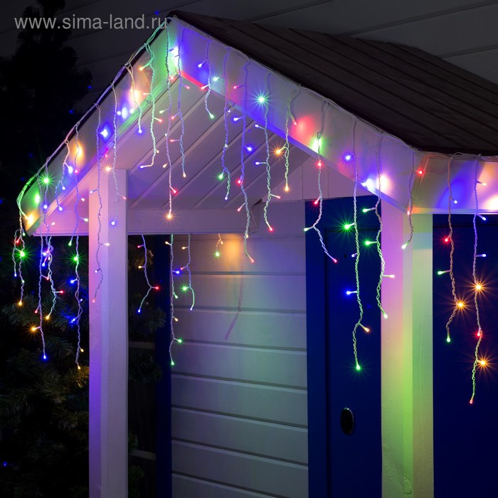 Гирлянда &laquo;Бахрома&raquo; 3 &times; 0.6 м, IP44, УМС, белая нить, 160 SMD-LED, свечение мульти, 220 В