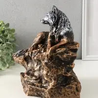 Копилка "Волк на скале" 16х28х27 см, бронза с серебром