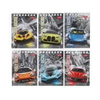 Блокнот А7, 40 листов в клетку на гребне Hatber &laquo;Автопанорама&raquo;, обложка мелованный картон, блок 65 г/м&sup2;, МИКС 6 видов