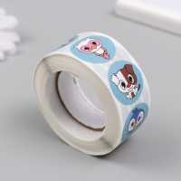 Наклейка бумага "Тропическая фауна" d=2,5 см 500 шт в рулоне 3х6,5х6,5 см