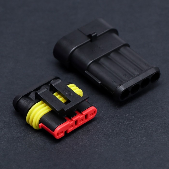 Разъем автомобильный, герметичный штекер-гнездо DJ7041-1.5-11/21 4 контакта, набор 2 шт