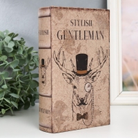 Сейф-книга дерево кожзам "Олень в цилиндре и с пенсне" 21х13х5 см