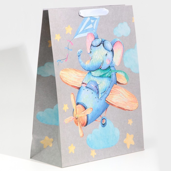 Пакет подарочный крафтовый вертикальный, упаковка, &laquo;Малышам&raquo;, L 31 х 40 х 11,5 см