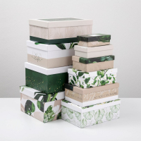 Набор коробок 10 в 1, упаковка подарочная, &laquo;GREEN&raquo;, 12 х 7 х 4 - 32.5 х 20 х 12.5 см
