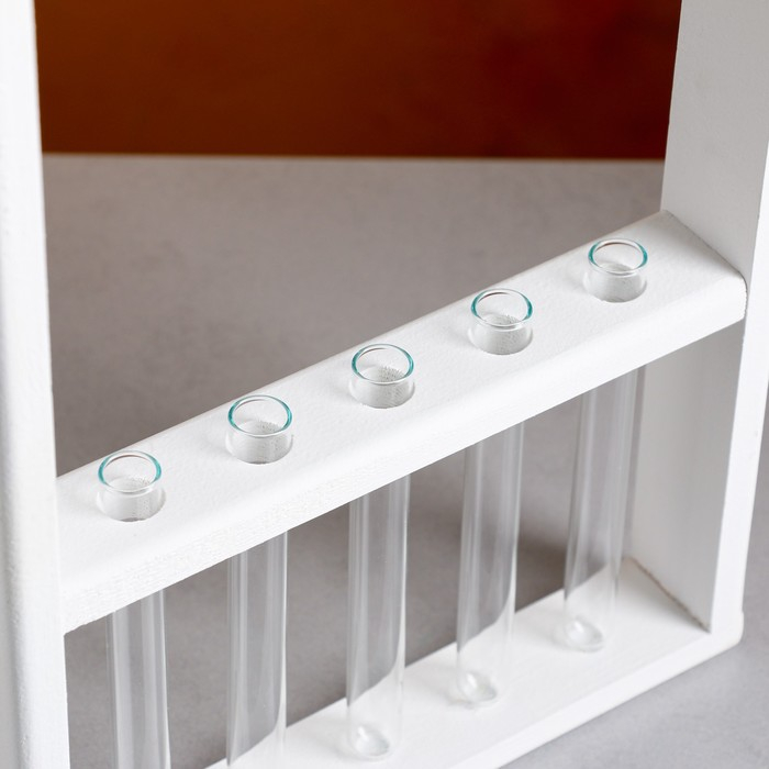 Кашпо деревянное 26&times;5&times;40 см с 5 колбами 15 см "Рамка Экстра Слим", белый Дарим Красиво