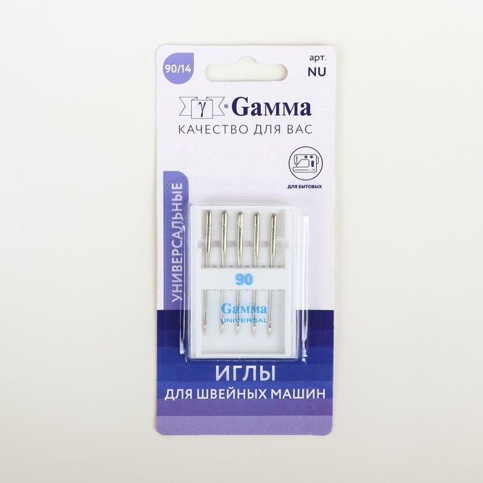 Иглы для бытовых швейных машин, универсальные, №90/14, 5 шт, NU