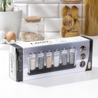 Набор для специй из стекла на подставке &laquo;Хай-тек&raquo;, 90 мл, 33&times;6,7&times;10,5 см, 4&times;9,5 см, 6 шт