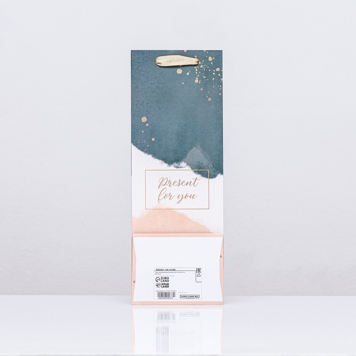 Пакет ламинированный под бутылку "Present",13 х 36 х 10 см