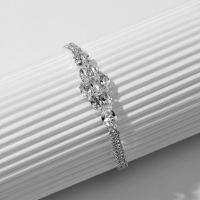 Браслет со стразами &laquo;Циркон&raquo; изыск, узор, цвет белый в серебре, 15см