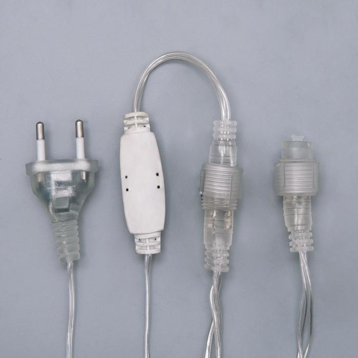 Гирлянда &laquo;Бахрома&raquo; 3 &times; 0.6 м, IP44, УМС, прозрачная нить, 160 LED, свечение тёплое белое, 220 В