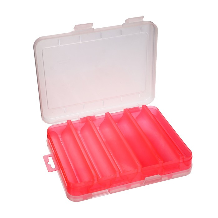 Коробка для воблеров и балансиров ВБ-3, 2-сторонняя, 5+5 отделений, 200 х 160 х 45 мм, красная