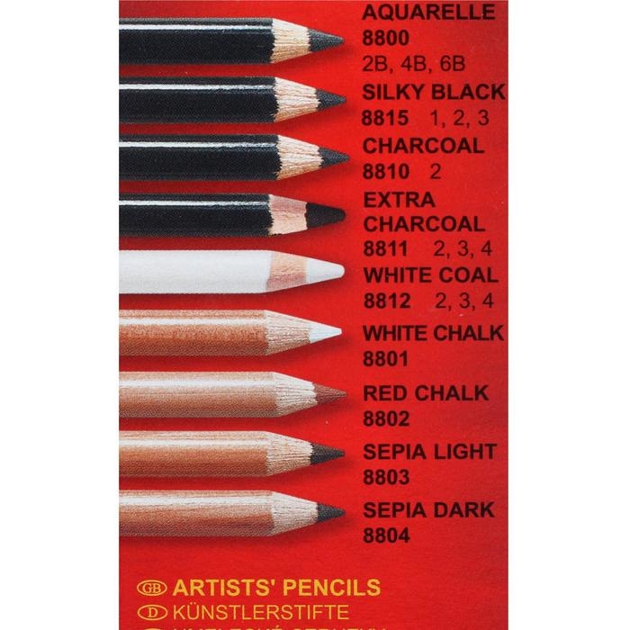 Карандаш художественный чернографитный акварельный 7.5 мм, Koh-I-Noor GIOCONDA 8800 4В, L=175 мм