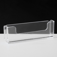 Подставка под визитки, 9,8&times;1,8&times;3 см, оргстекло 2 мм, В ЗАЩИТНОЙ ПЛЁНКЕ