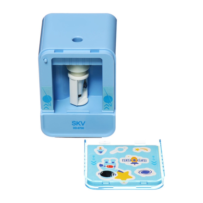 Точилка электрическая (батарейки в комплект не входят). работает от 2-х AA батареек Синий