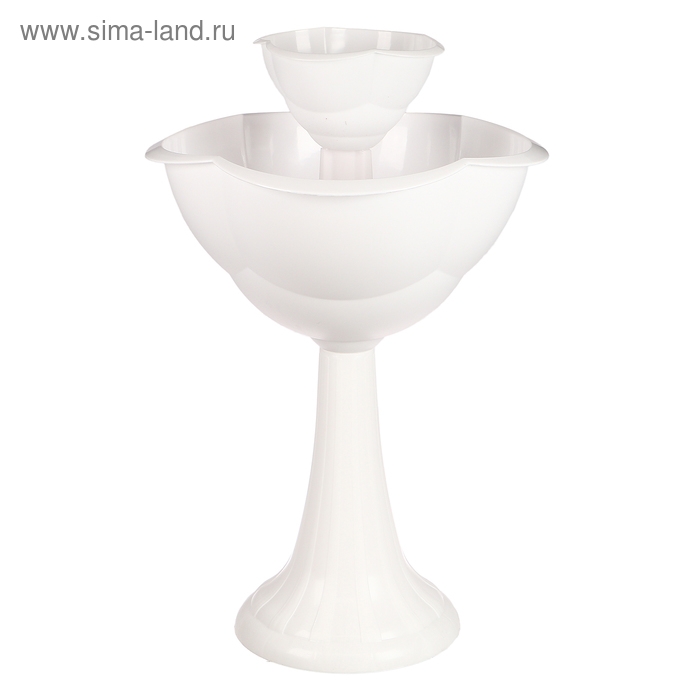 Клумба пластиковая, 2 яруса, d = 25&ndash;55 см, h = 87 см, на высокой ножке, белая