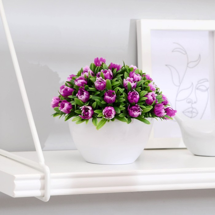 Бонсай в горшке "С цветочными бутонами" 10х10х11 см, микс