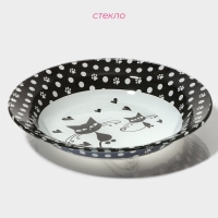 Тарелка глубокая стеклянная Доляна &laquo;Котики&raquo;, 450 мл, d=18,8 см
