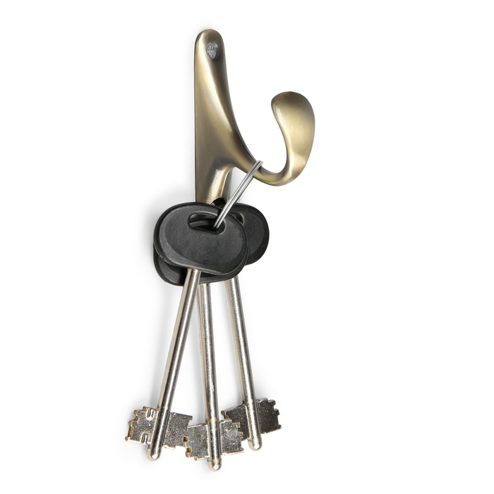 Крючок мебельный ТУНДРА TKO024, однорожковый, бронза, 2 шт