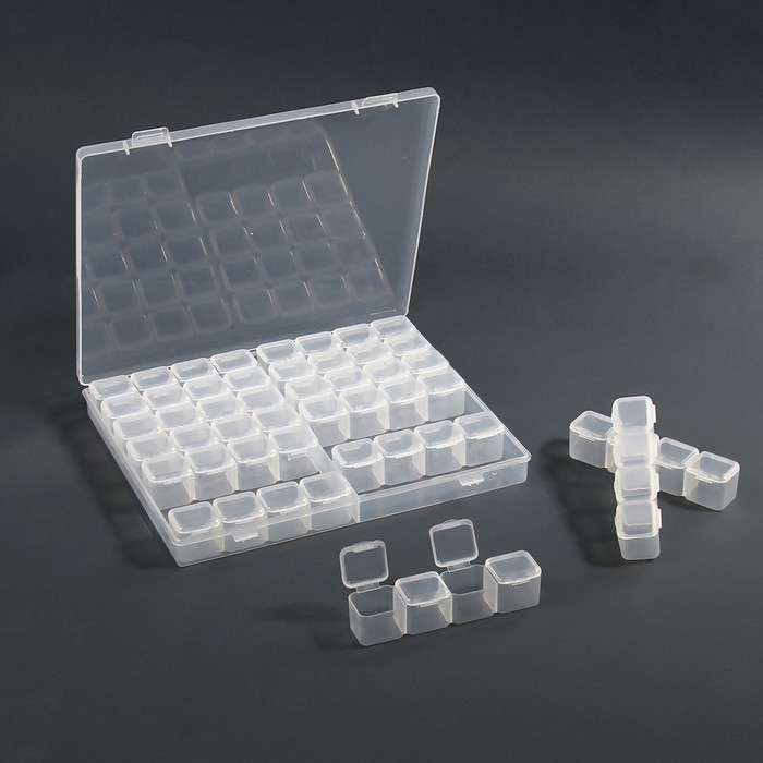 Органайзер для декора, 14 блоков, 4 ячейки, 21 &times; 17,5 &times; 2,7 см, цвет прозрачный