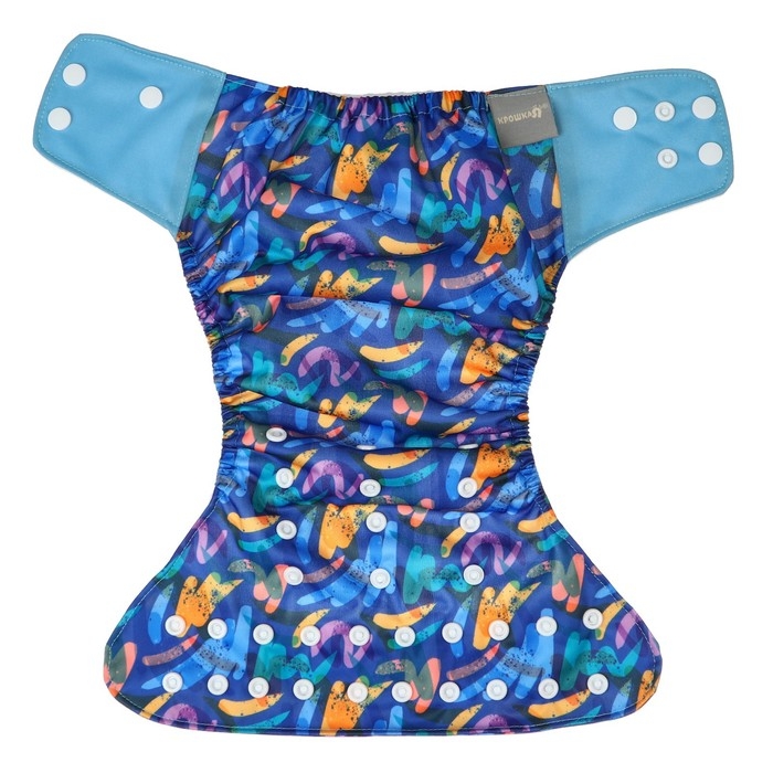 Многоразовый подгузник &laquo;Абстракция&raquo;, 3-15 кг, цвет синий, Крошка Я