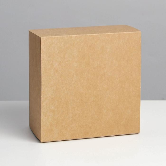 Коробка подарочная складная крафтовая, упаковка, 14 х 14 х 8 см