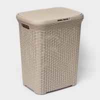 Корзина бельевая с крышкой &laquo;Ротанг&raquo;, 60 л, 34&times;44&times;55 см, цвет латте
