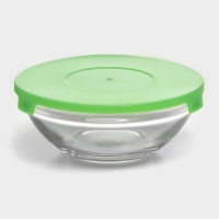 Набор стеклянных салатников Доляна &laquo;Классика&raquo;, с крышками, 5 предметов: 900 мл (17&times;7,6 см), 500 мл (16&times;6 см), 350 мл (12,5&times;5,4 см), 200 мл (10,5&times;4,5 см), 130 мл (9&times;3,7 см), цвет зелёный