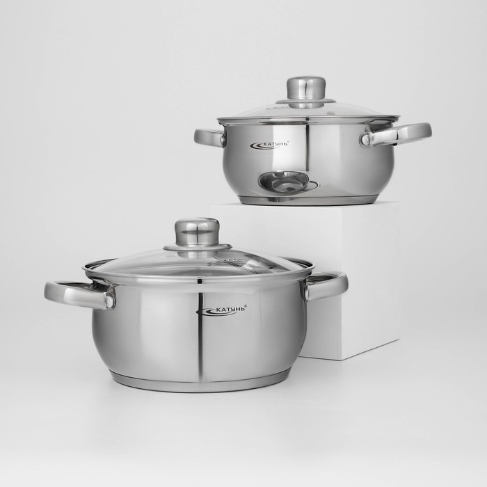 Набор кастрюль &laquo;Гретта&raquo;, 2 предмета: 2,2 л; 3,2 л, капсульное дно, индукция