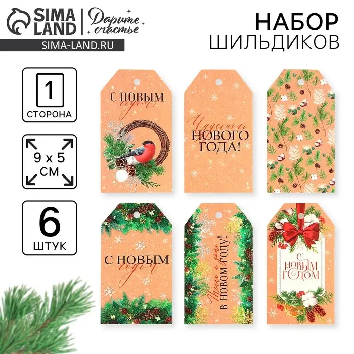 Шильдик декоративный в наборе &laquo;Время чудес&raquo;, 6 шт, 5 х 9 см