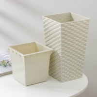 Кашпо для цветов со вставкой &laquo;Ротанг&raquo;, вставка 1,5 л, цвет белый