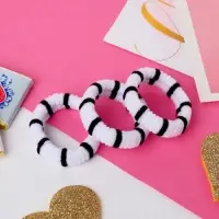 Резинка для волос "Махрушка" (набор 3 шт) полосатик, 4 см, чёрно-белый
