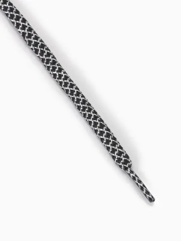 Шнурки с круг сечением люрекс узор 6мм 110&plusmn;10см (пара) серый пакет SS