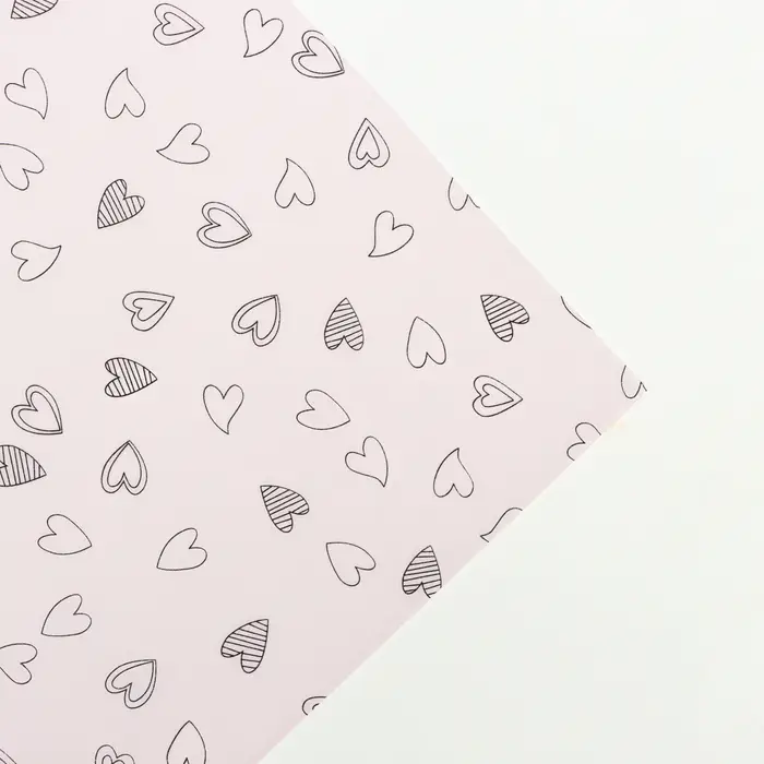 Бумага упаковочная тишью, &laquo;Сердечки&raquo;, 50 см &times; 70 см 17 грамм, розовая