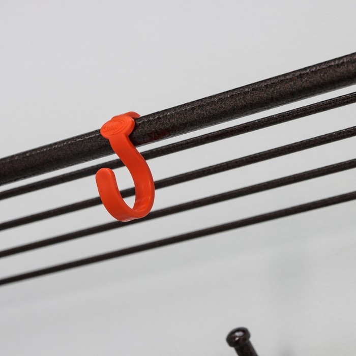 Вешалка настенная, с полкой, 9 крючков, 2 яруса, 73&times;22&times;58 см, коричневая