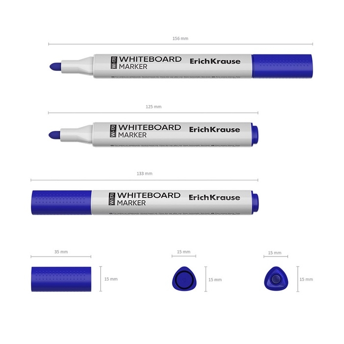Набор маркеров для досок ErichKrause W-170, 4 штуки, 2.0 мм, чернила на спиртовой основе, чёрный, синий, красный, зелёный