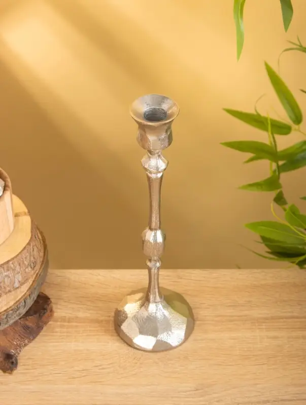 Подсвечник "Грани" алюминий 30 см, цв. серебро