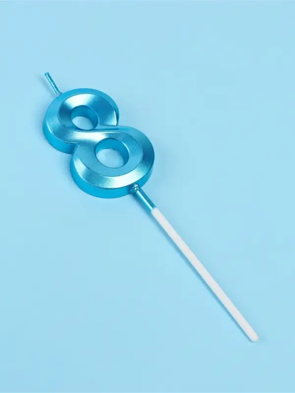 Свеча в торт на шпажке &laquo;Грань&raquo;, цифра 8, голубая, 5 см