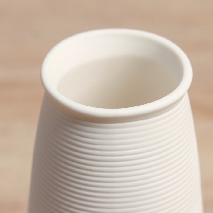 Керамическая ваза для цветов, сухоцветов &laquo;Эллиот&raquo; классик, настольная, d-4.5 см, 14&times;6 см, белый