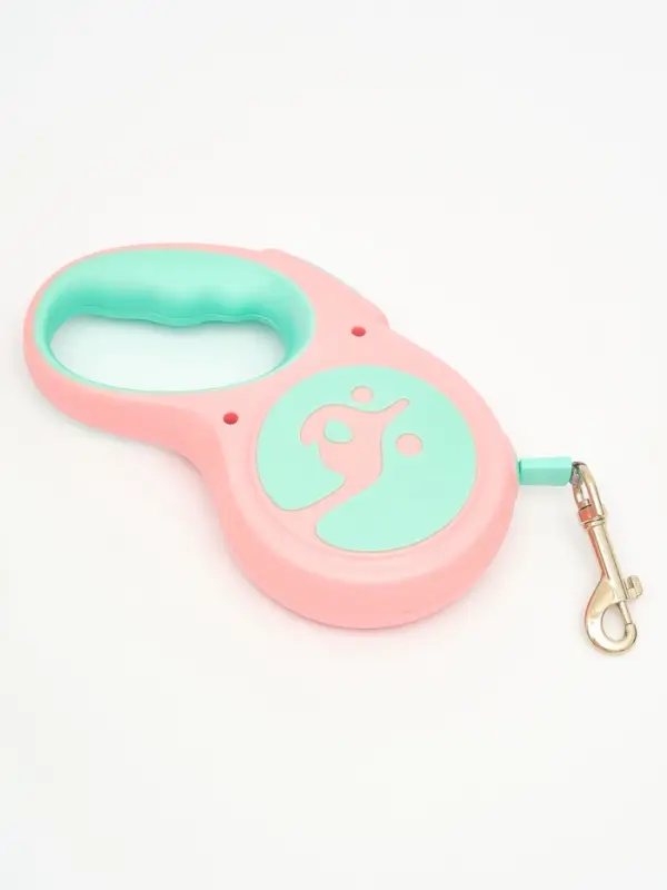 Рулетка - поводок для собак, лента  3 м, розовая/мятная