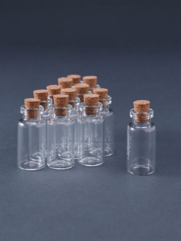 Бутылочка с пробкой, стекло, прозрачная 3 мл набор 12 шт 3,5х1,6х1,6 см