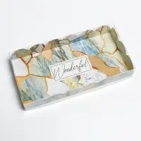 Коробка для печенья, кондитерская упаковка с PVC крышкой, голография, &laquo;Камень&raquo;, 10.5 х 21 х 3 см