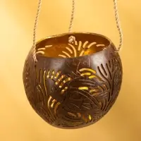 Подсвечник подвесной из кокоса, 9-12 см, коричневый