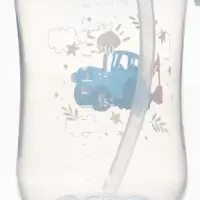 Поильник-непроливайка с трубочкой, 270 мл, Синий трактор