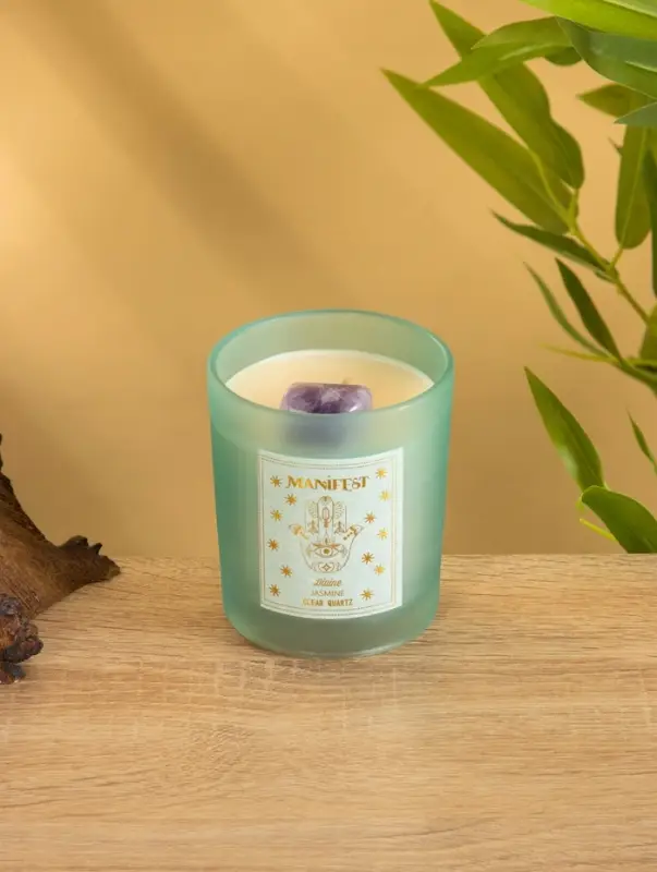 Свеча в стекле с камнем Manifest жасмин 200 гр соевый воск