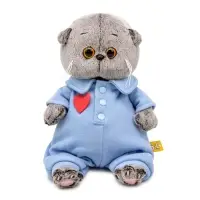 Мягкая игрушка "Басик BABY в голубом комбинезоне с сердечком", 20 см BB-155