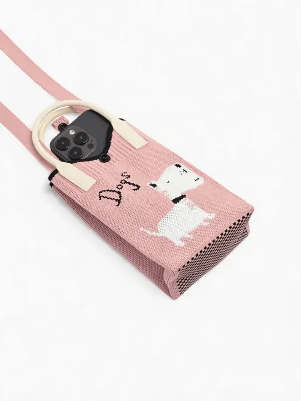 Сумка подр Пес, 12*4*17, отд на кнопке, дл ремень, розовый