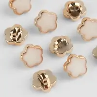 Набор пуговиц на ножке, d = 10 мм, 10 шт, цвет белый/золотой