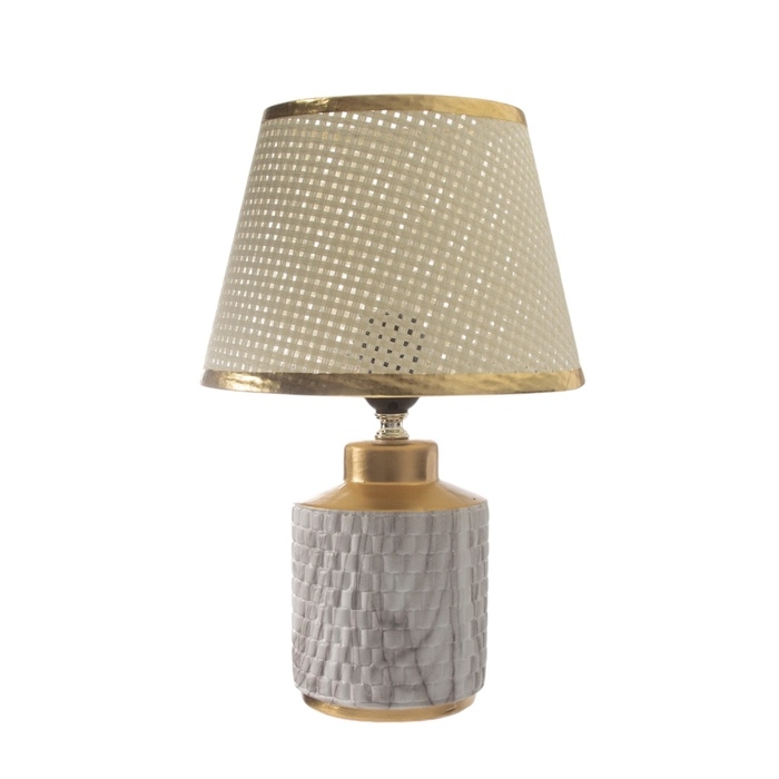 Лампа настольная "Мрамор" 1х40Вт Е27 белый/золото 22,5х22,5х35см